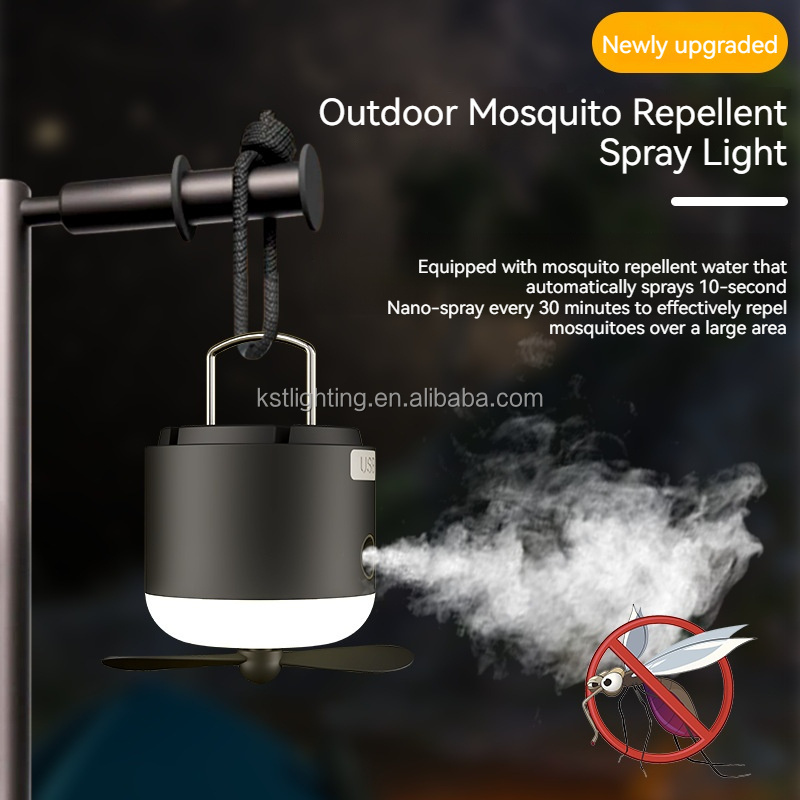 Multi function Portable Outdoor Mini Mosquito Repellent Spray Fan LED Light Camp Lamp Rechargeable Emergency Hanging for camping