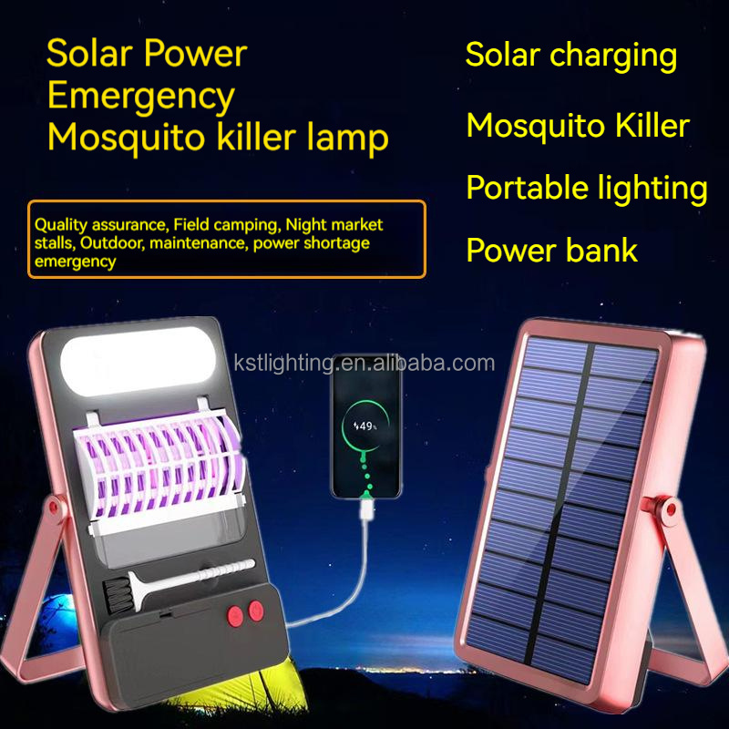 Solar Usb powered Detachable battery UV attract LED pest control machine electric trap insect bug zapper mosquito killer lamp