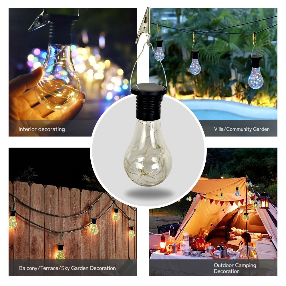 Solar Bulb LED With Clip Waterproof Hanging Solar Power Christmas Decoration Light