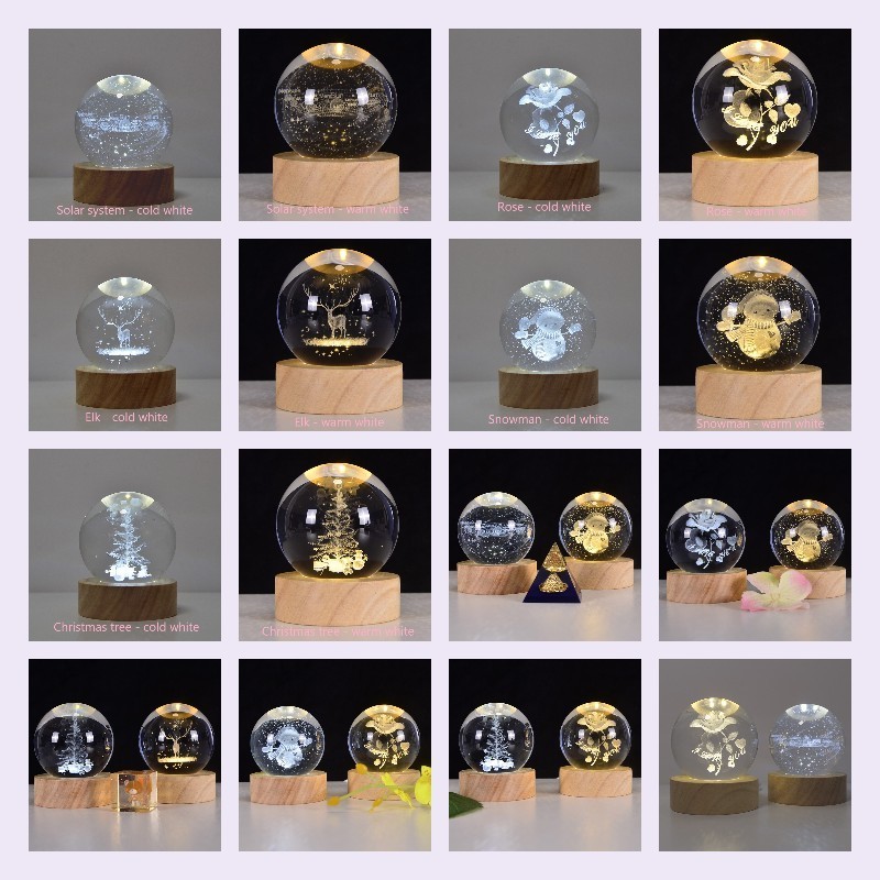 3D Creative handmade Crystal Ball Desktop Night Light Led Crystal Ball Lamp Table Lamp Night Light