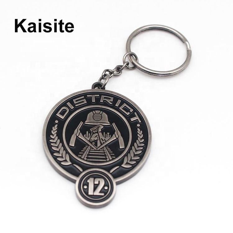 Hot selling custom key chain compass ancient nickel plated keyring custom metal keychain