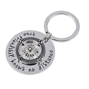 Hot selling custom key chain compass ancient nickel plated keyring custom metal keychain