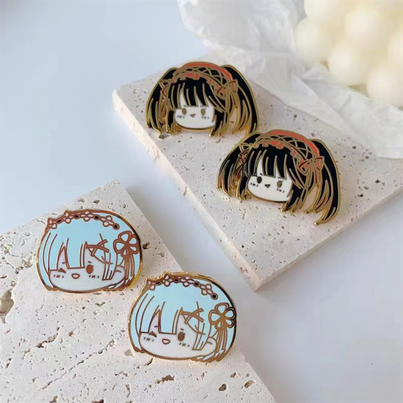 Enamel Coating Sliding Lapel Pin Customized Mood-changing Reversible Collar Pin Badge Metal Gold Plating