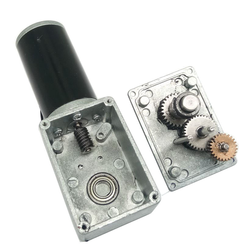 12V 24V Mini Gearbox Right Angle Gear Motors Worm Shaft Option Threaded Shaft Worm Gear Motor