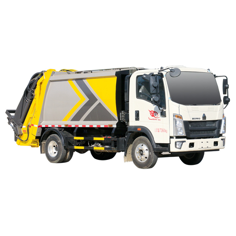 China HOWO 4*2 compressed garbage truck  120 HP  6 cubic meter sanitation garbage truck factory