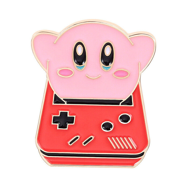 Custom  pink cute lovely cartoon pattern animal metal  hard soft enamel gun badge lapel pin