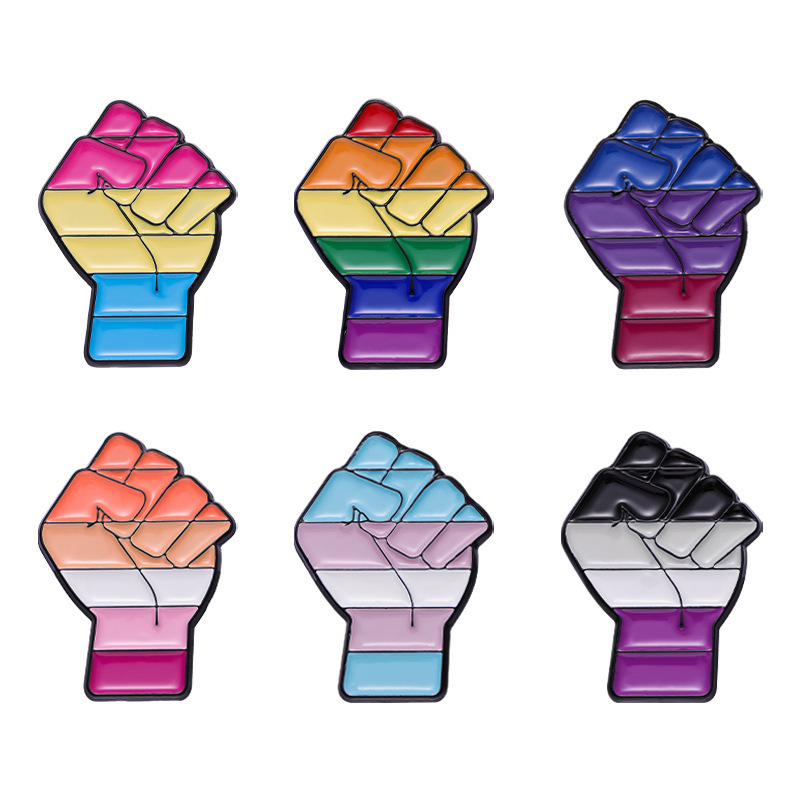 Custom wholesale lgbt Pride Fist Enamel Pin Badge LGBTQ Gay Pride Lapel Lesbian Rainbow enamel pin