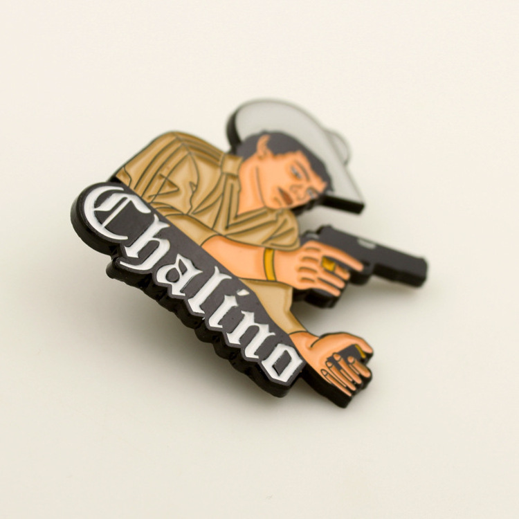 custom dye black chalino mexican metal enamel pin