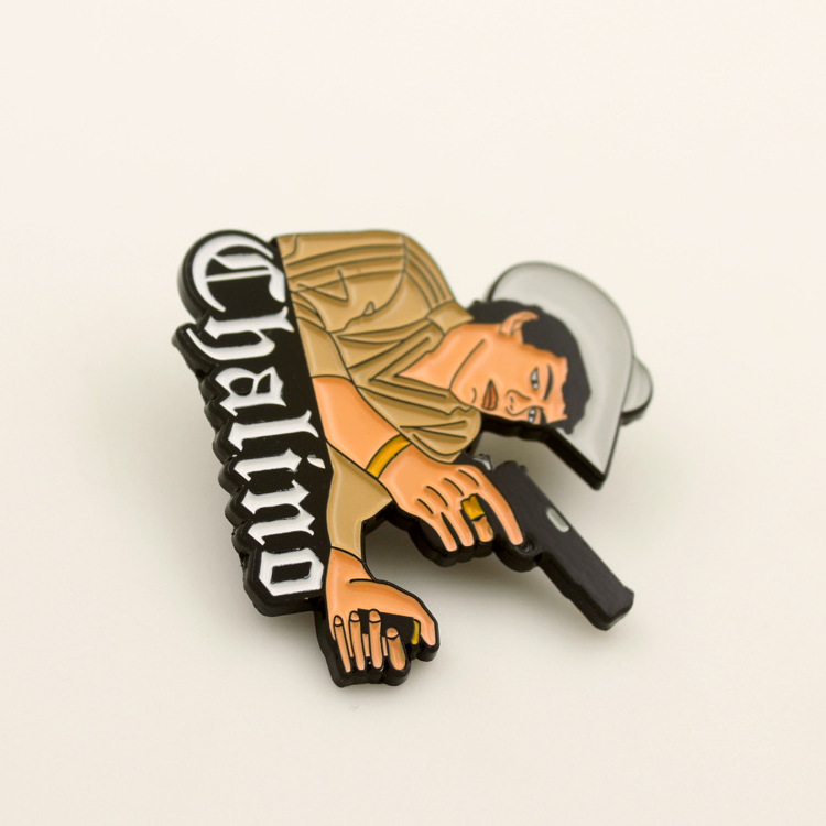 custom dye black chalino mexican metal enamel pin