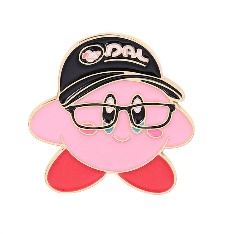 Custom  pink cute lovely cartoon pattern animal metal  hard soft enamel gun badge lapel pin