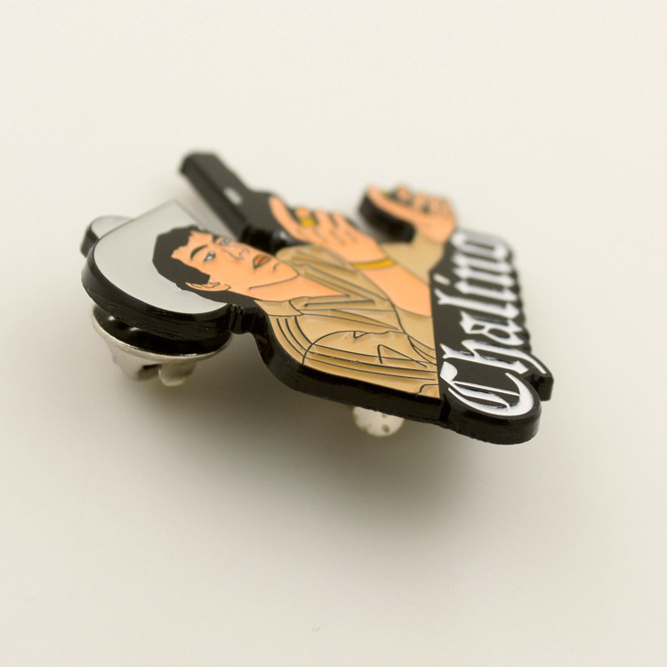 custom dye black chalino mexican metal enamel pin