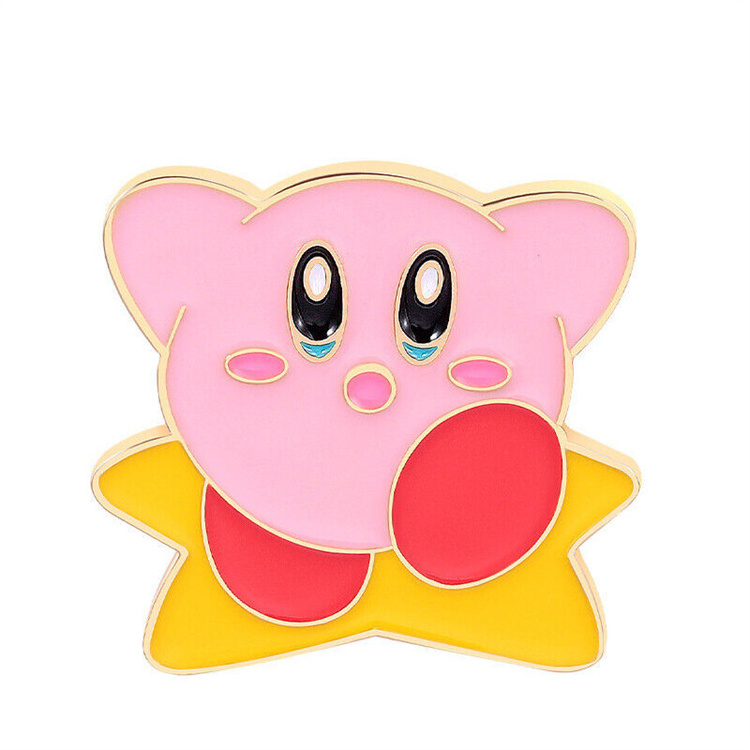 Custom  pink cute lovely cartoon pattern animal metal  hard soft enamel gun badge lapel pin