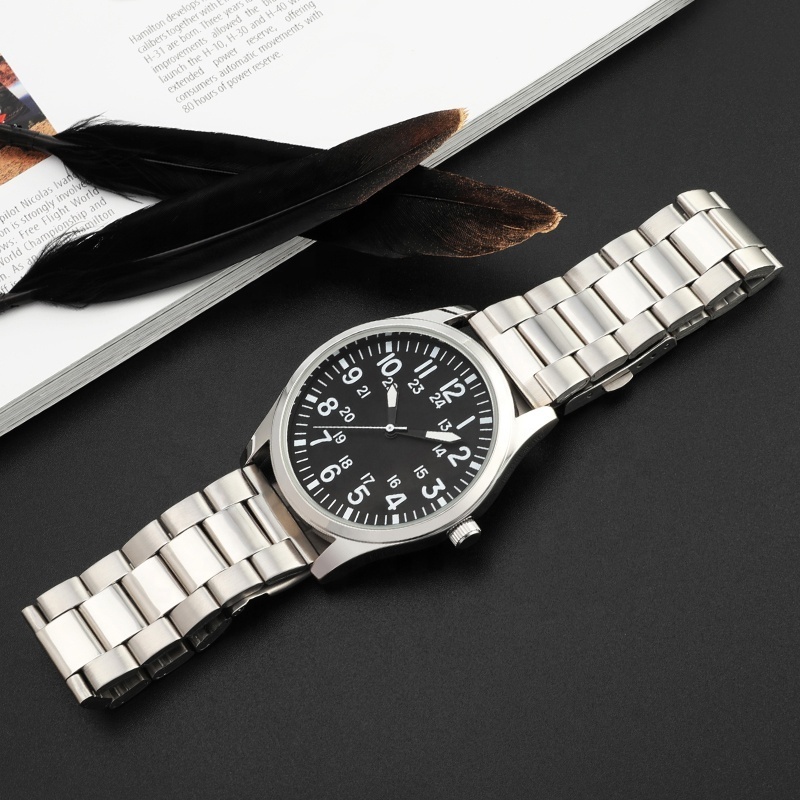 US style watch arabic number quality stainless steel wrist watch for men japan quartz watches