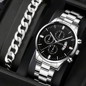 bulk wholesale cheap price luxury watch gift set for men with stainless steel chain wristwatch relojes para hombre