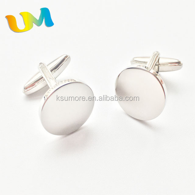 In stock wholesale brass material blank silver cufflink for men's shirt