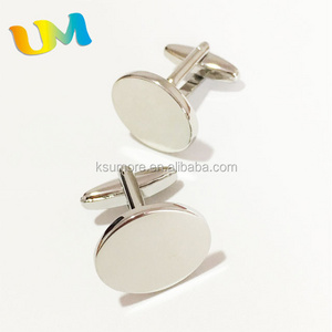 In stock wholesale brass material blank silver cufflink for men's shirt