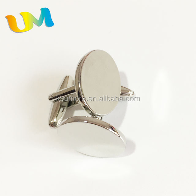 In stock wholesale brass material blank silver cufflink for men's shirt