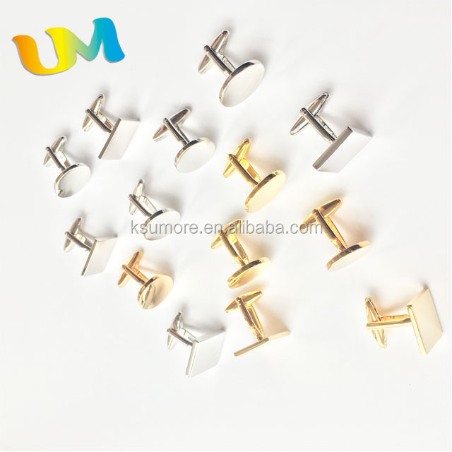 In stock wholesale brass material blank silver cufflink for men's shirt