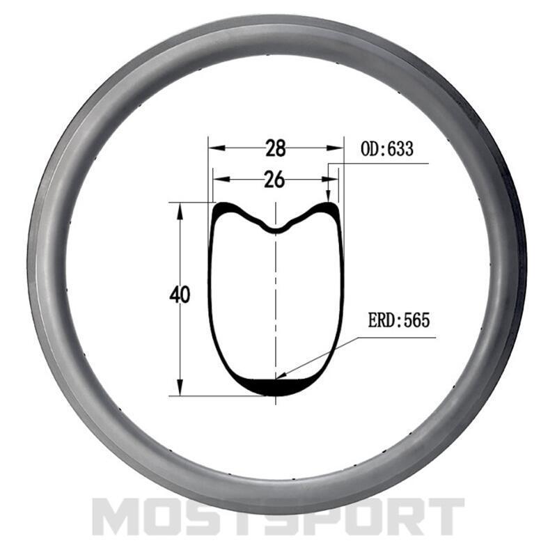 700C Road Carbon Fiber Wheels With Tubular Tires 40mm High 26mm Wide