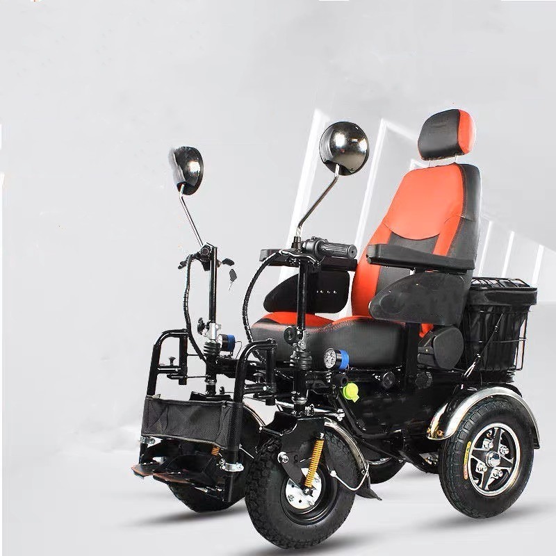 Beach Wheelchair All Terrain Wheels For Buggy Wheelchair Shock Absorber off Road Reclining Electric Power Wheelchair with Basket