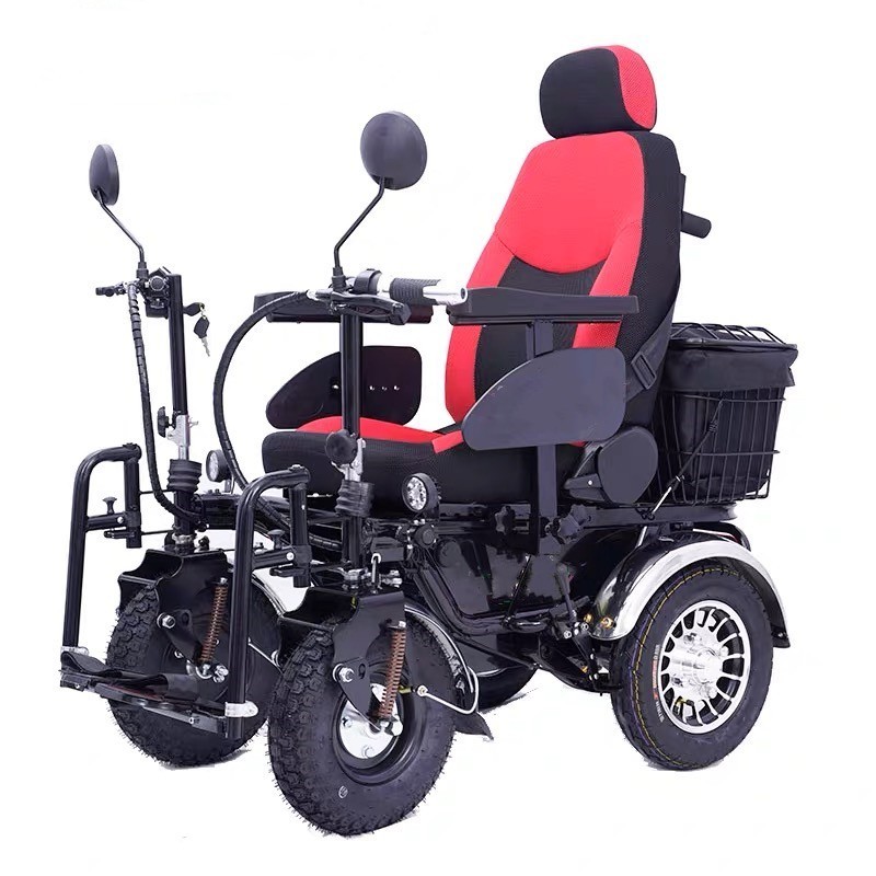 Beach Wheelchair All Terrain Wheels For Buggy Wheelchair Shock Absorber off Road Reclining Electric Power Wheelchair with Basket