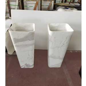 KINGS-WING Carrara White Modern Stone Basin Designs Natural Marble Stone Wash Basin Bathroom Sink Wholesale Custom Furniture