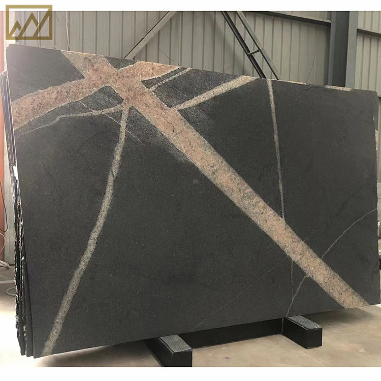 KINGS-WING Thunderbolt Granite Slab Natural Stone Raw Block Price Black Granite Slab For Interior And Exterior Wall