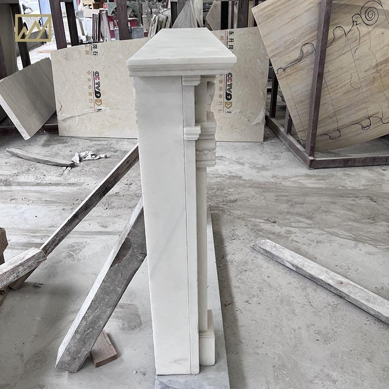 Popular Design Hand Carved Decorative White Jade Marble Fireplace Mantles for villa interior size for 1200*220*950 mm