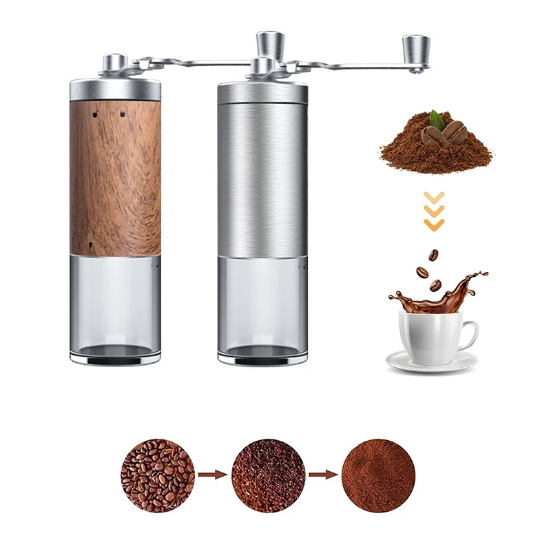 Coffee Bean Grinder Portable Wood Grain Stainless Steel Crank Hand Hand Coffee Grinder Kitchen Tool Grinder