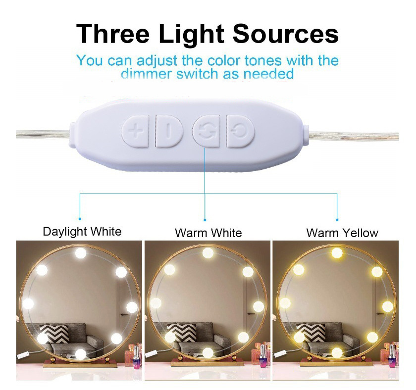 Cosmetic Mirror Hollywood LED Makeup Bulbs Make-up Light Bulb with Stable 3M Sticker for Bathroom Vanity Lighting Dressing