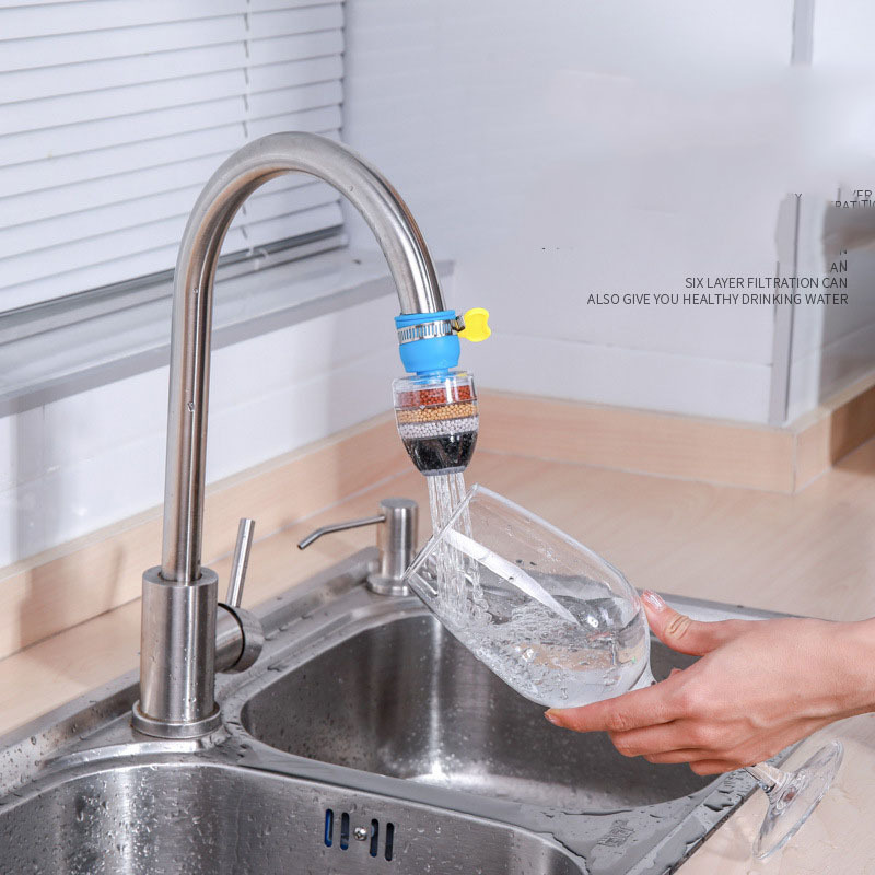 New Hot Household Kitchen No-Leakage Filtration Faucet Tap Clean Tool Valve Purifier Silicon Water Softener Pipe 6-Layer Filter