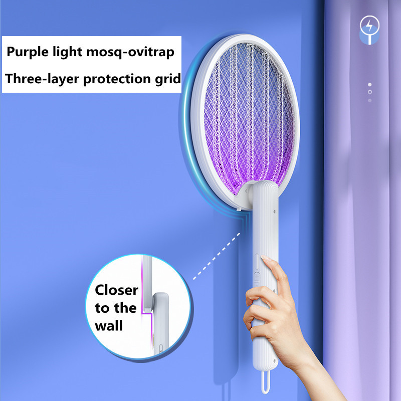 2023 New Electric Fly Swatter Rechargeable Bug Zapper Racket Mosquito Zapper Killer with UV Lamp with for Outdoor Indoor