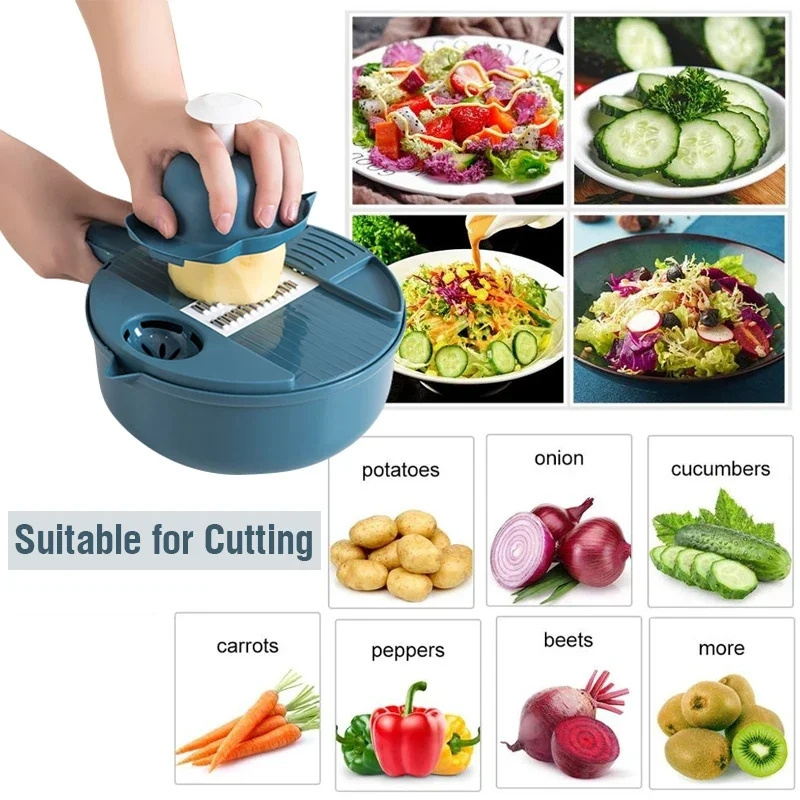 New Kitchen Multi-functional Nine-in-one Vegetable Cutter 12-piece Grater Potato Radish Shredder Vegetable Cutter Salad Utensils