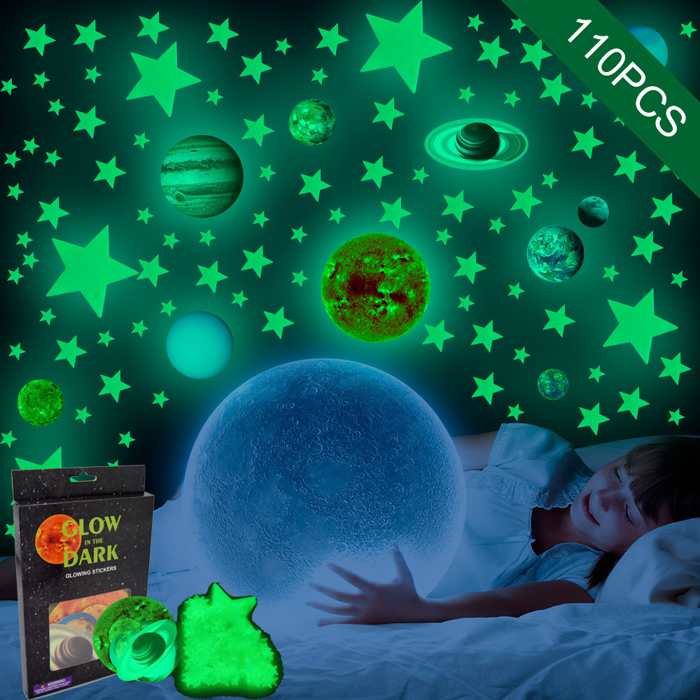 Glowing  The Dark Stars Wall Stickers Kids Room Decoration Earth Sticker Baby Nursery Bedroom Ceiling Decor Girls