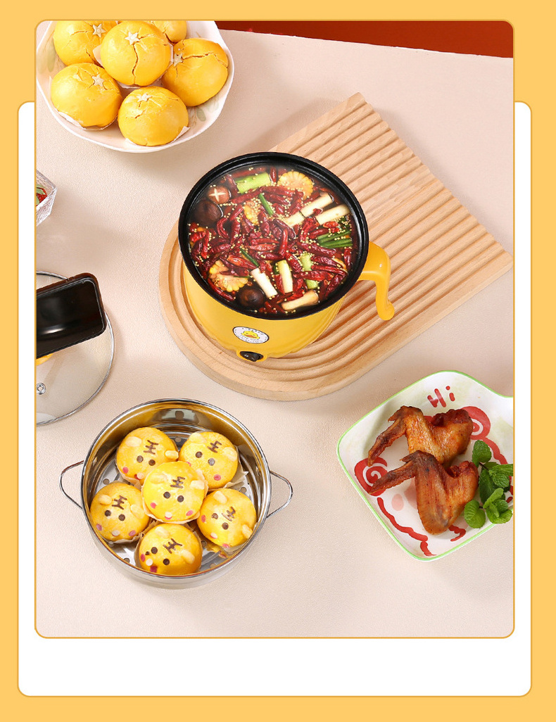 Factory Wholesale Multi Cooker For Cooking Frying Mini Non-Stick Food Warmer Pot Cartoon Double layer Electric Cooking Pot