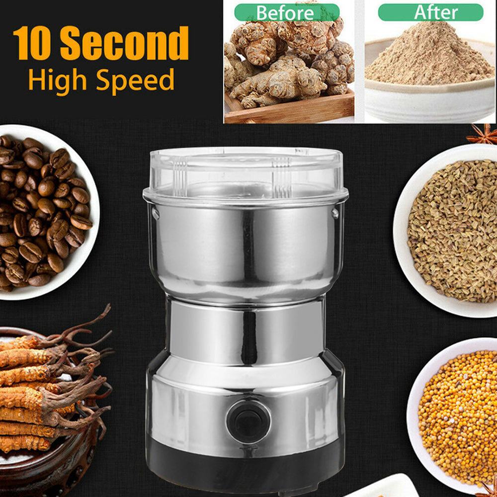 New Hot Sale Kitchen Electric Stainless Steel Powder Coffee Blender Multifunction Food Grains 4 Blades 300ml MINI Mixer Grinder