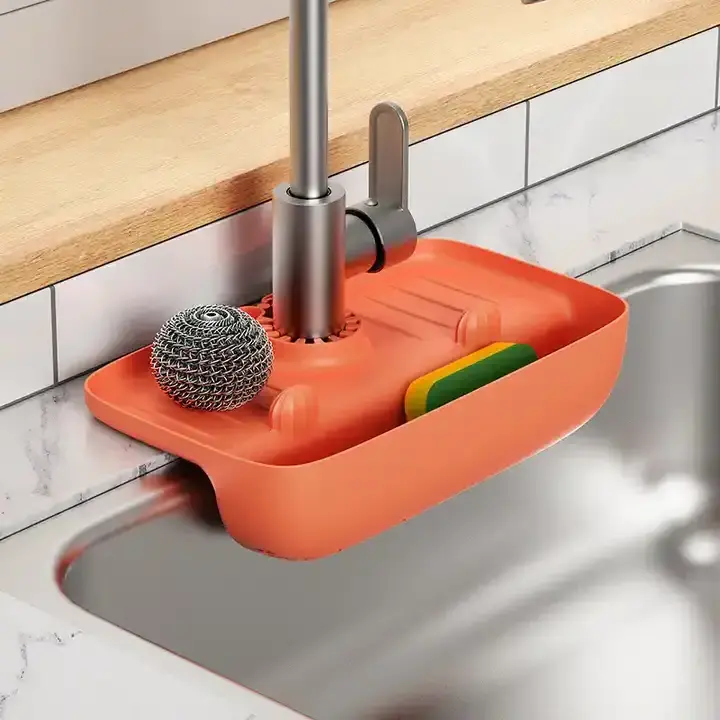 Faucet Splash Proof Drain Rack Sink Collection Mat Anti Slip Countertop Nat Kitchen Cloth Sponge Wipe Drain Storage Rack