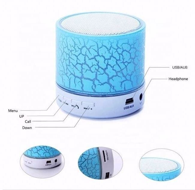 Outdoor Subwoofer Mini Portable A9 Wireless Speaker With Led Flashing Colorful Metal Bass Speaker For Mobile Phone