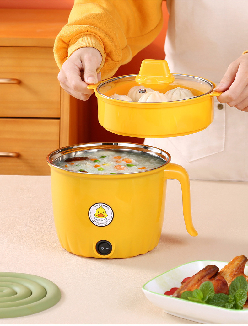 Factory Wholesale Multi Cooker For Cooking Frying Mini Non-Stick Food Warmer Pot Cartoon Double layer Electric Cooking Pot