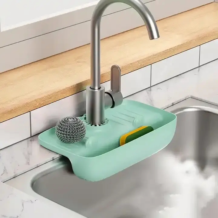 Faucet Splash Proof Drain Rack Sink Collection Mat Anti Slip Countertop Nat Kitchen Cloth Sponge Wipe Drain Storage Rack