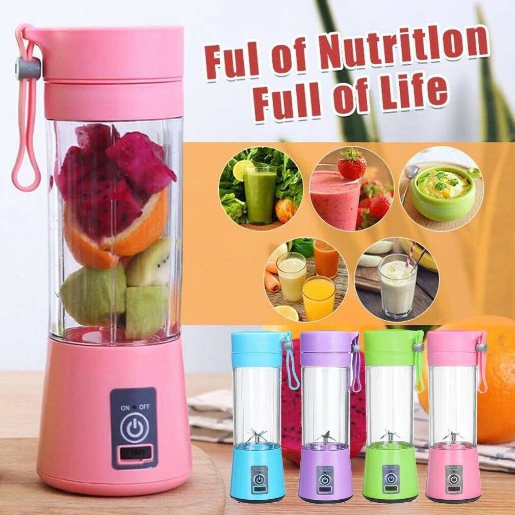 New Hot Sale Portable Electric Fruit Blender Kitchen Household Mini Stainless Steel Blade USB Charge Vegetable Machine Juicer