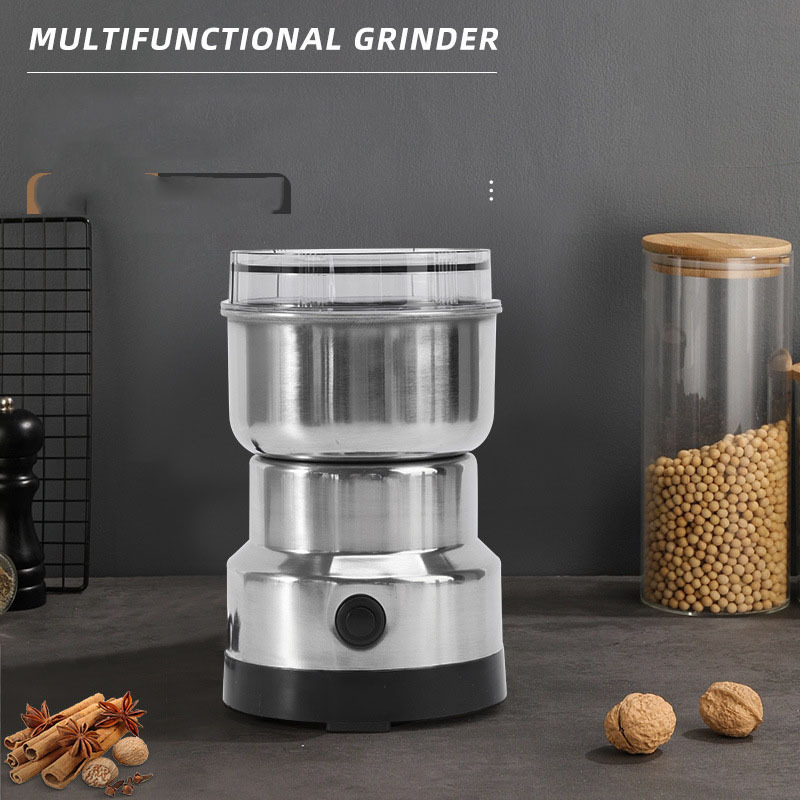 New Hot Sale Kitchen Electric Stainless Steel Powder Coffee Blender Multifunction Food Grains 4 Blades 300ml MINI Mixer Grinder