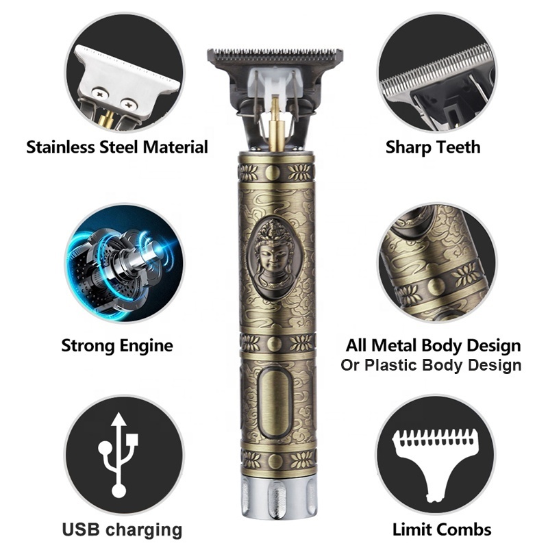 T9 Electric Hair Trimmer Haircut Set Rechargeable Cordless Shaver Baldheaded T9 Hair Clipper 0mm Men Barber Hair Cut Machine