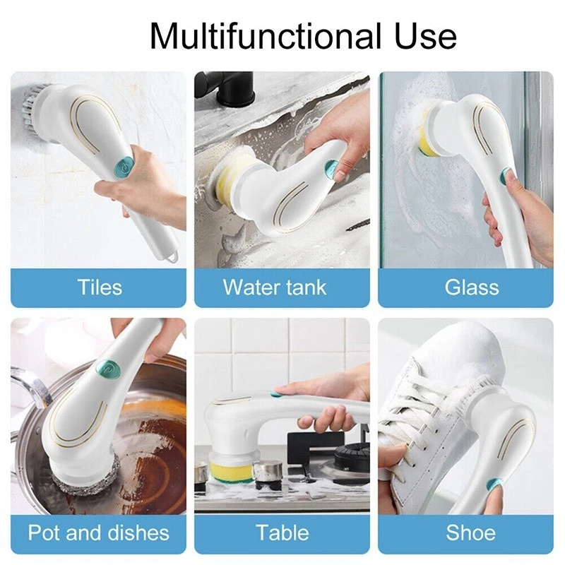 Portable Cordless Electric Cleaning Brush 5 In 1 Multifunctional Waterproof Cleaning Brush Set Dishwasher Bathtub Kitchen Tools