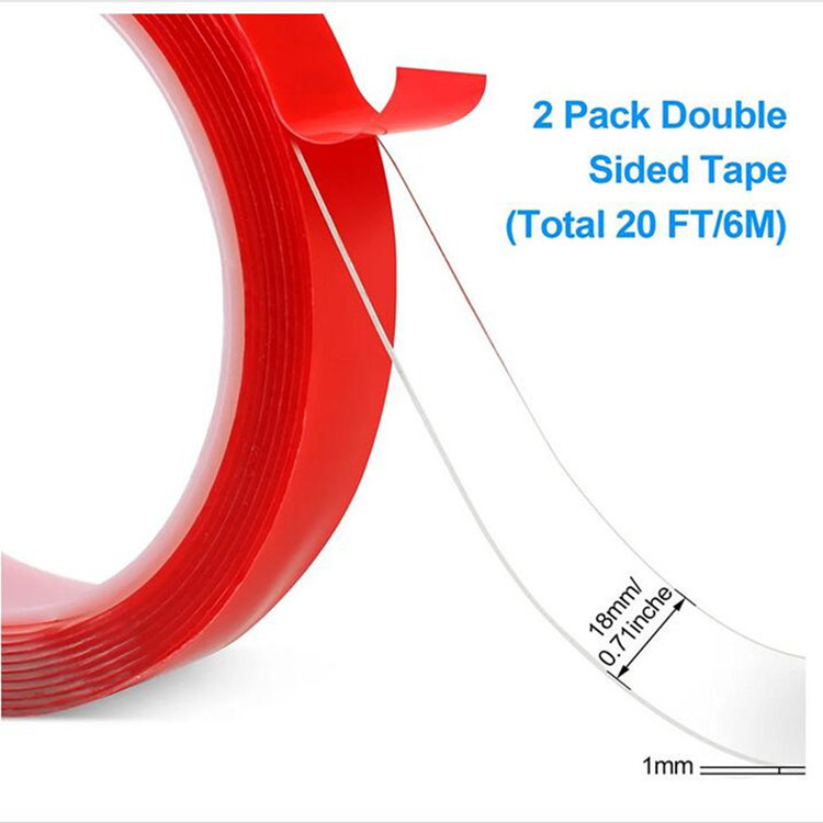 2 Rolls Double Sided Tape Heavy Duty Clear Adhesive Waterproof Removable Mounting Tape for Carpet Fix Home Office Wall Decor