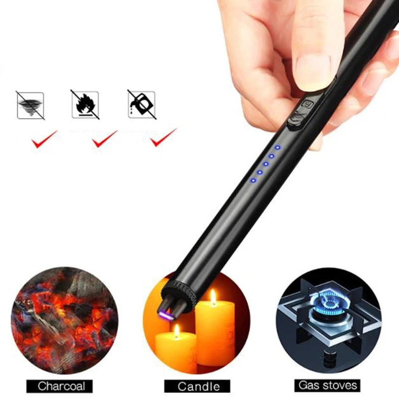 USB  Charging Portable Hook Electric Arc Ignition  Metal Outdoor Windproof Kitchen Candle BBQ Gas Stove Pulse Lighter