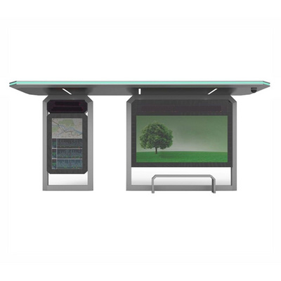 Factory direct outdoor street led interior light adjustable tempered glass aluminum frame bus stop shelter