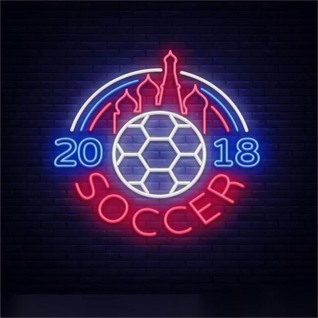 OEM ODM football stadium decoration 360 round store sign name led football neon light