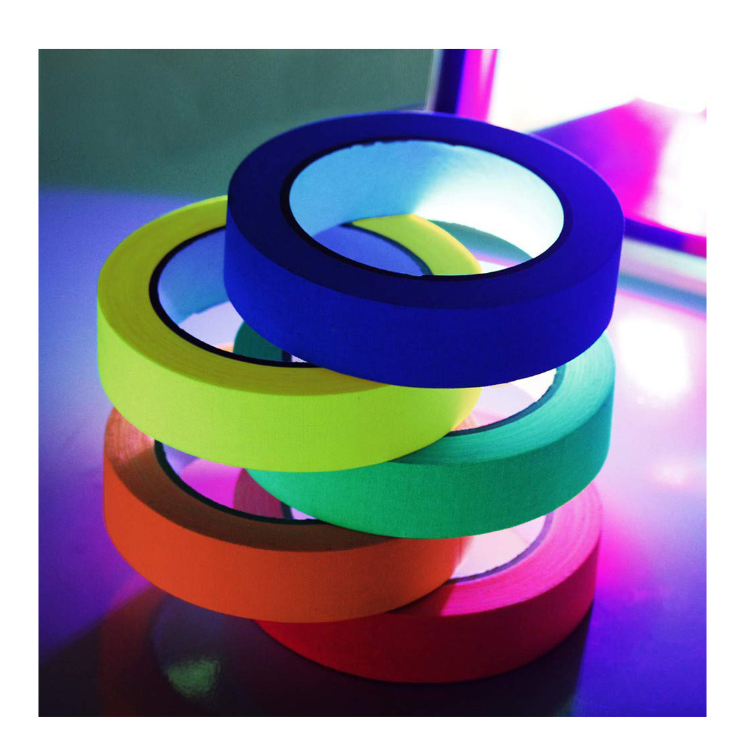 Blacklight Reactive Glow Tape UV Fluorescent Black Light Room Decor, Decorations for Luminous Glow Party Neon Tape