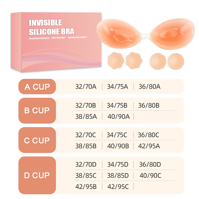 YUHUAN Adhesive Bra Push Up Strapless Invisible Sticky Bra Reusable Backless Silicone, Air Silicone Invisible Bra